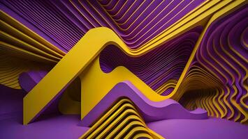 AI generated abstract geometric shape in purple and yellow colors. generative ai photo