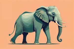 AI generated Vector illustration of an elephant. Isolated on a solid color background. ai generative photo