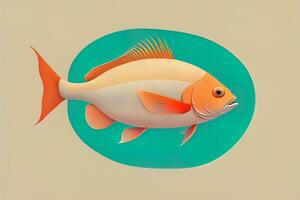AI generated Illustration of a fish on a yellow background, vector illustration. ai generative photo