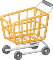 3D Orange Shopping Cart png