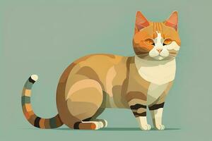 AI generated Cute cat sitting on the floor. Vector illustration in retro style. ai generative photo