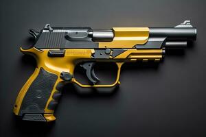 AI generated Semi-automatic handgun on a solid color background. Close-up. ai generative photo