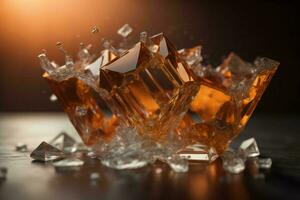 AI generated Broken ice cubes on a dark background. ai generated photo