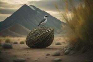 ai generado Coco con un Gaviota en el desierto. generativo ai foto