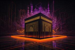 AI generated Illustration of islamic holy Kaaba. generative ai photo