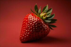 AI generated Strawberry isolated on a red background. Fresh strawberry on a red background. ai generated photo