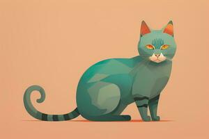 AI generated Cute cat sitting on the floor. Vector illustration in retro style. ai generative photo