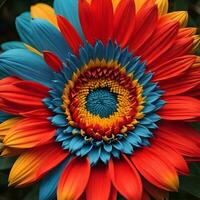 AI generated Colorful flower background. Colorful petals of a sunflower. generative ai photo