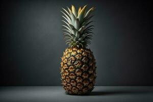 AI generated Pineapple on a dark background. ai generated photo