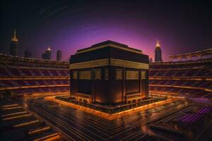 AI generated Illustration of islamic holy Kaaba. generative ai photo