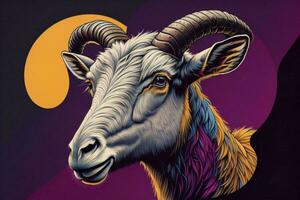 ai generado retrato de un cabra en un púrpura antecedentes. vector ilustración. generativo ai foto
