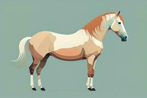 ai generado marrón y blanco caballo de pie. vector ilustración. ai generativo foto