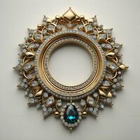 AI generated Jewelry gold frame with precious stones. generative ai photo