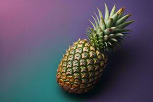 AI generated Pineapple on a colored background. Close-up. Copy space. ai generated photo