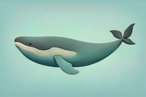 AI generated Blue whale isolated on a solid clor background. ai generative photo