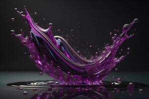 AI generated Abstract purple water splashes on black background. ai generated photo