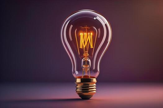 AI generated Glowing glass light bulb on dark background. ai generative photo