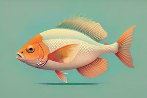 ai generado ilustración de un pescado en un azul fondo, vector ilustración. ai generativo foto