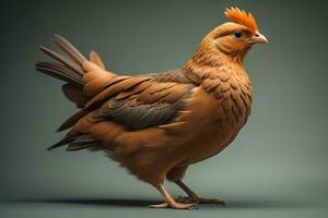 AI generated chicken on a gray background, studio shot, generative ai photo