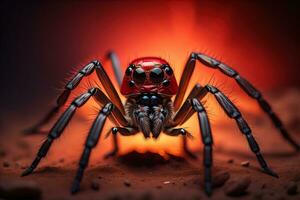 AI generated jumping spider closeup on solid color background, copyspace. ai generative photo