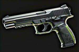 AI generated Semi-automatic handgun on a solid color background. Close-up. ai generative photo