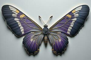 AI generated Butterfly on gray background. Butterfly wings. ai generated photo