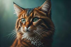 AI generated Portrait of a beautiful Maine Coon cat on a dark background. ai generative photo