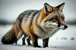 AI generated Red fox, Vulpes vulpes in the snow. generative ai photo