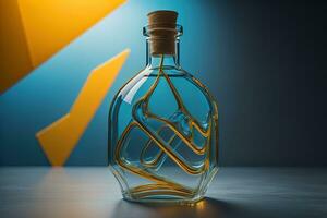 AI generated Bottle with a liquid on a solid color background. ai generative photo