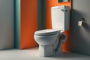 AI generated toilet bowl in modern bathroom. ai generative photo