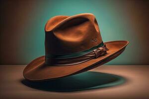 AI generated Fashionable hat on a solid color background. ai generative photo