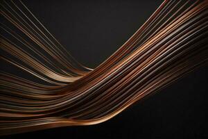 AI generated Abstract background with brown wavy lines on dark background. Vector illustration. generative ai photo