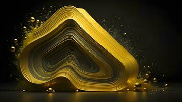 AI generated golden abstract shapes on black background. Futuristic technology style. generative ai photo