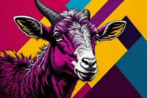 AI generated Portrait of a goat on a colorful background. Vector illustration. ai generated photo