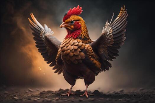 AI generated Colorful chicken on a solid color background, studio photo. ai generative photo