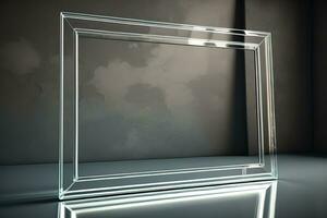 AI generated Glass picture frame on a solid color background. ai generative photo