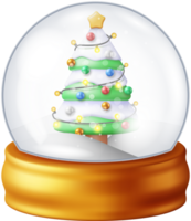 3D Glass Christmas Snow Globe with Tree png