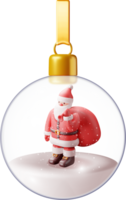 3d verre Noël neige globe avec Père Noël claus png