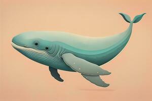 AI generated Blue whale isolated on a solid clor background. ai generative photo