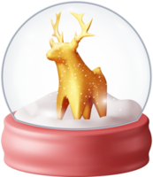 3D Glass Christmas Snow Globe with Deer png