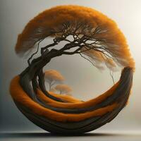 AI generated an abstract tree in the form of a circle. generative ai photo