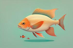 ai generado ilustración de un pescado en un azul fondo, vector ilustración. ai generativo foto