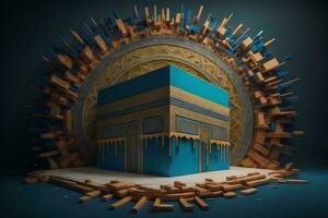 AI generated Illustration of islamic holy Kaaba. generative ai photo