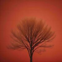 AI generated Tree silhouette on a red background. generative ai photo