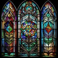 AI generated Stained glass window in the catholic church. Colorful stained glass window. generative ai photo