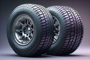 AI generated Car tires on a solid color background. ai generative photo