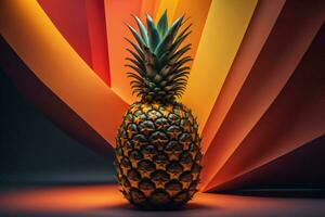 AI generated Pineapple on a colorful background. ai generated photo