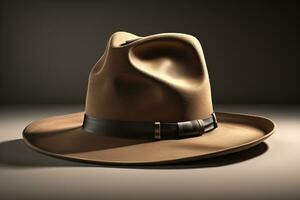 AI generated Brown cowboy hat on a dark background. generative ai photo