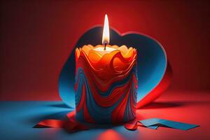 AI generated Creative burning candle on a wooden background. ai generative photo