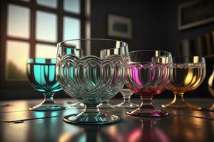 AI generated Glasses for different alcoholic beverages. ai generative photo